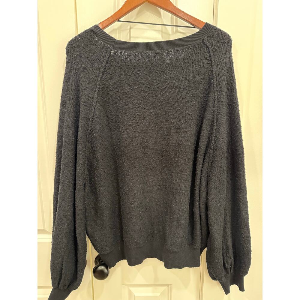 Free People Womens Black Textured Knit Sweater Oversized Slouchy Pullover Sz
 XL